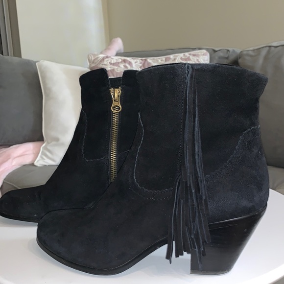 Sam Edelman black suede fringed booties - Picture 2 of 7
